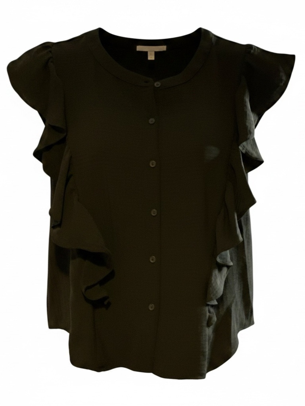 a new day Black Ruffle Sleeve Button-Down Blouse